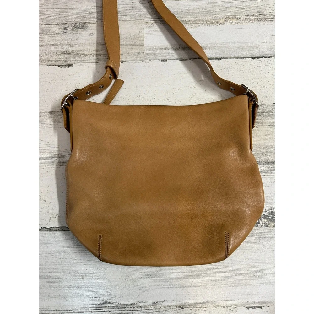 Vintage Coach Leather Shoulder Duffle Bag Camel Brown All Leather Purse B3S 9186